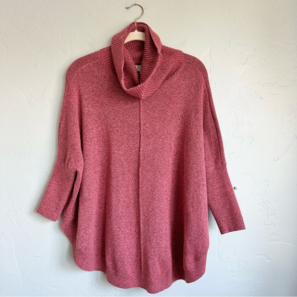 LOFT Women’s Dusty Rose Pink Heathered Turtleneck Tunic Sweater Size Small EUC